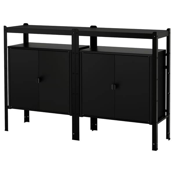 BROR shelving unit with cabinets, black, 170x40x110 cm