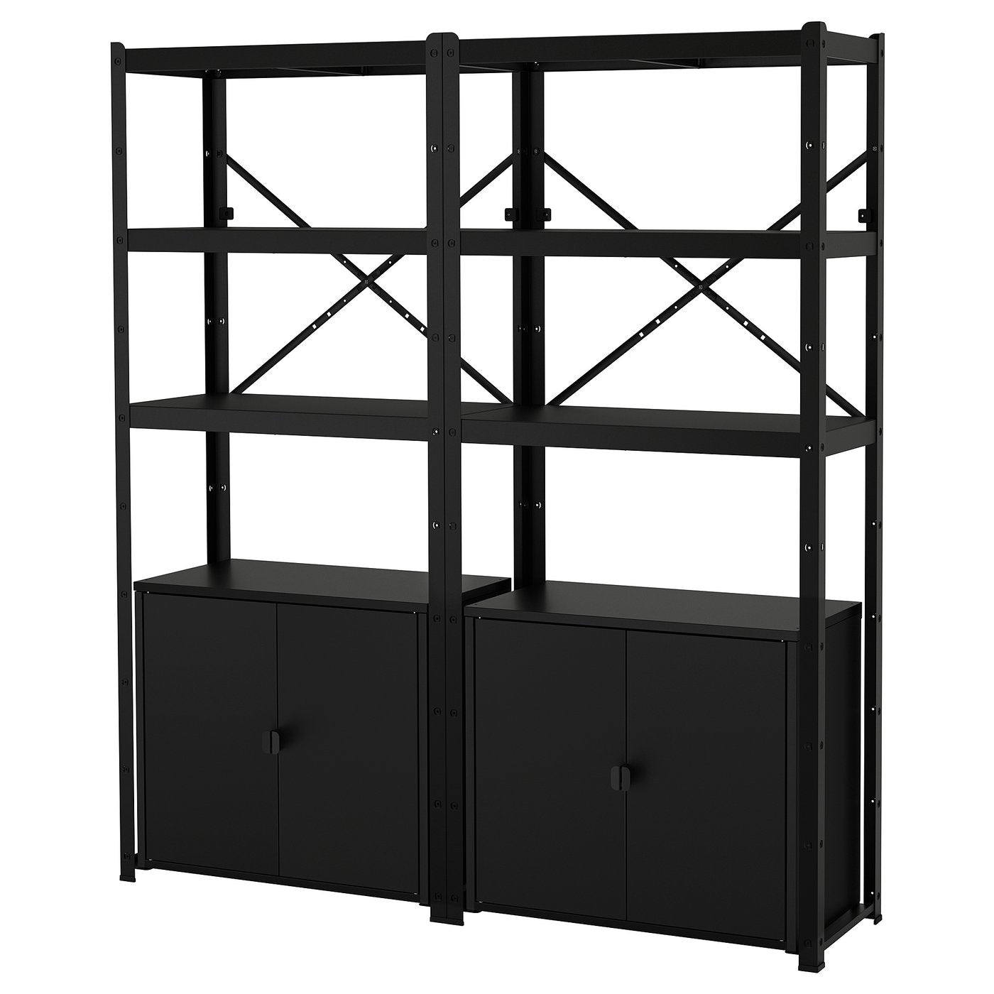 BROR shelving unit with cabinets, black, 170x190x40 cm