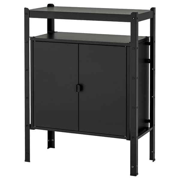 BROR shelving unit with cabinets, black, 85x40x110 cm