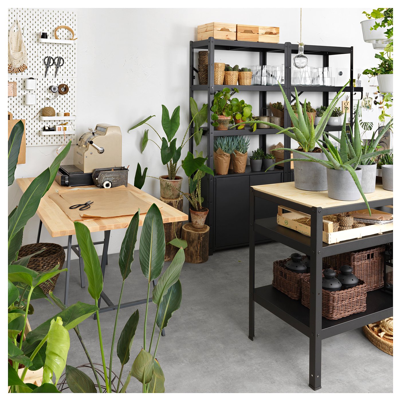 BROR shelving unit with cabinets, black, 170x40x190 cm