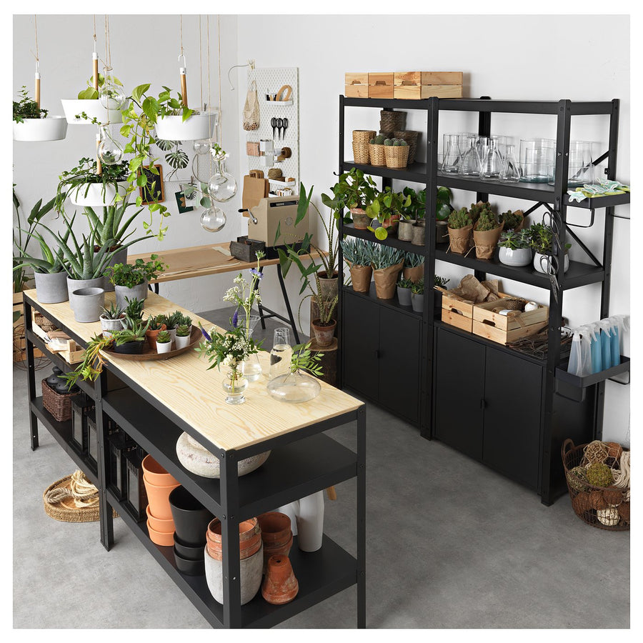 BROR shelving unit with cabinets, black, 170x40x190 cm