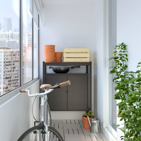 BROR shelving unit with cabinets, black, 85x40x110 cm