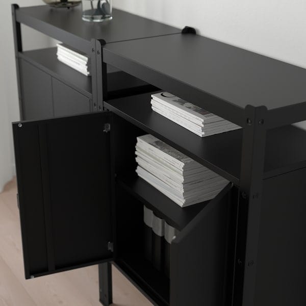 Ikea BROR - Shelving unit with cabinets, black , 170x40x110 cm