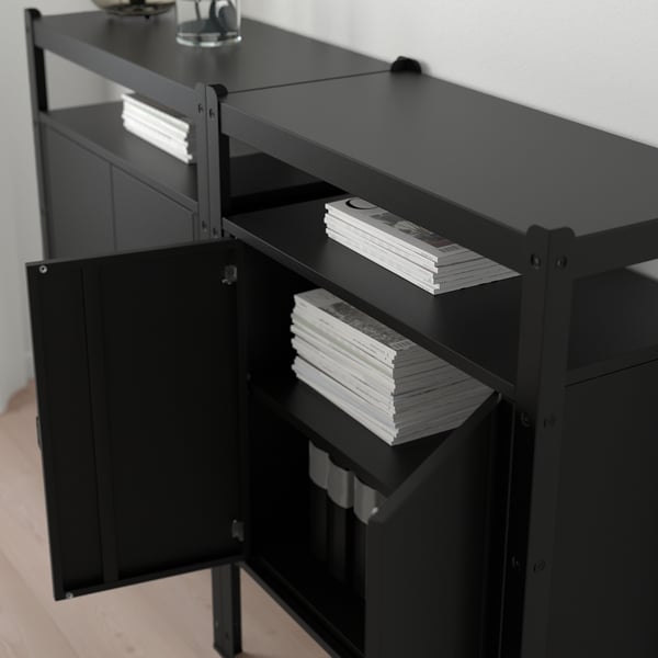BROR shelving unit with cabinets, black, 170x40x110 cm