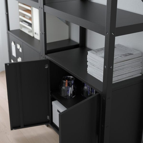 Ikea BROR - Shelving unit with cabinets, black , 170x40x190 cm