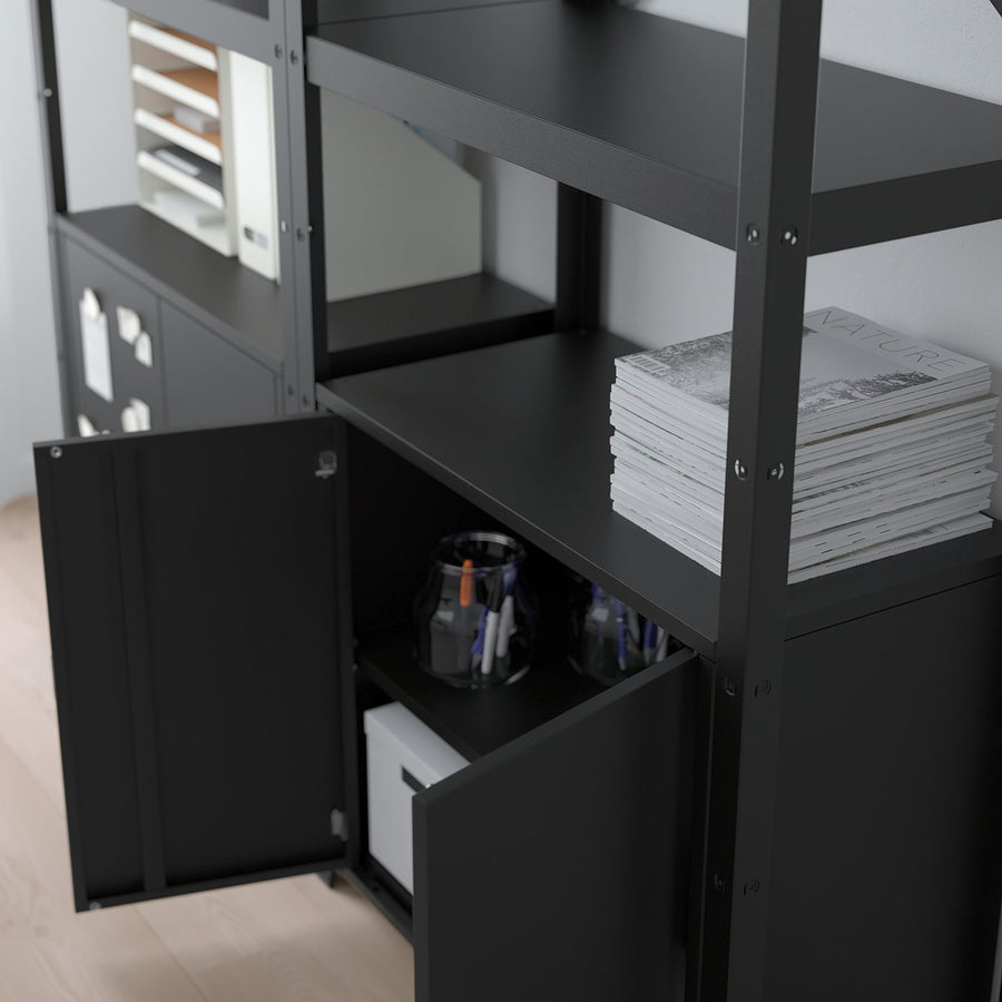 BROR shelving unit with cabinets, black, 170x40x190 cm