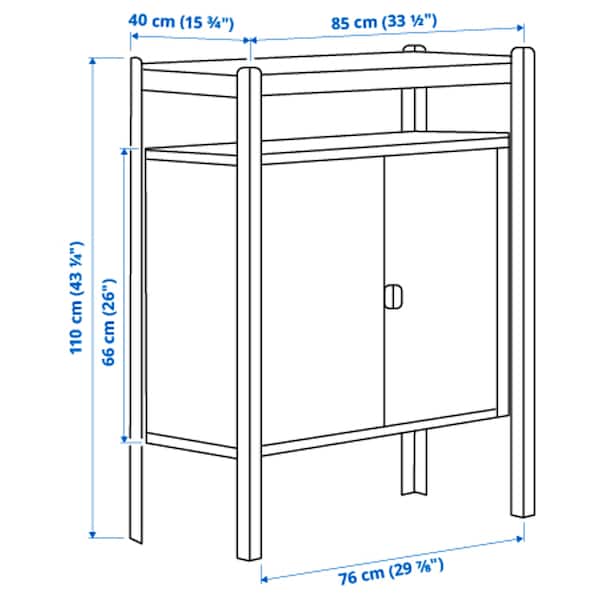 Ikea BROR - Shelving unit with cabinets, black , 85x40x110 cm