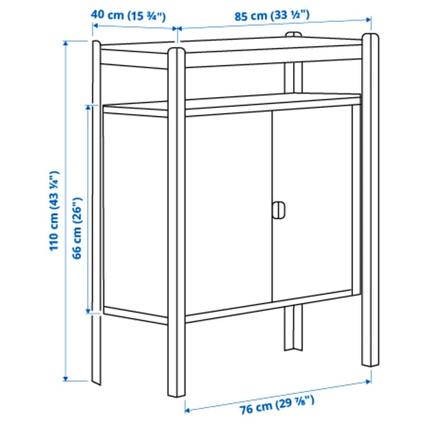 BROR shelving unit with cabinets, black, 85x40x110 cm