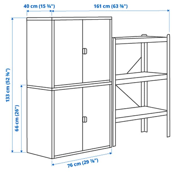 Ikea BROR - Shelving unit with cabinets , 161x40x133 cm