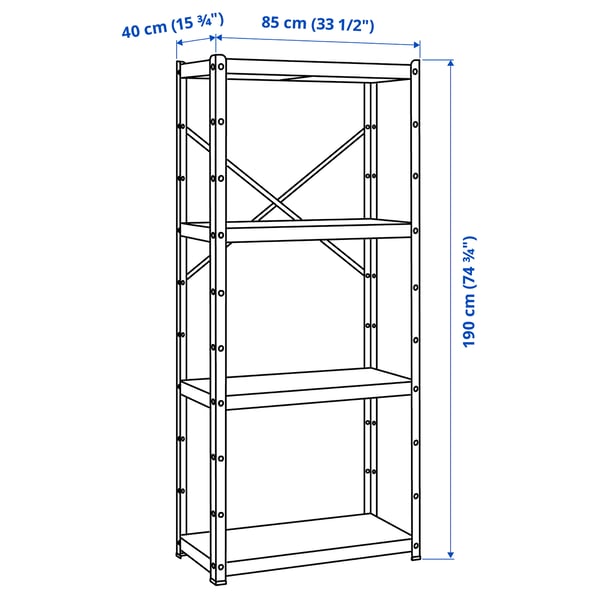 BROR shelving unit, grey-green/pine plywood, 85x40x190 cm
