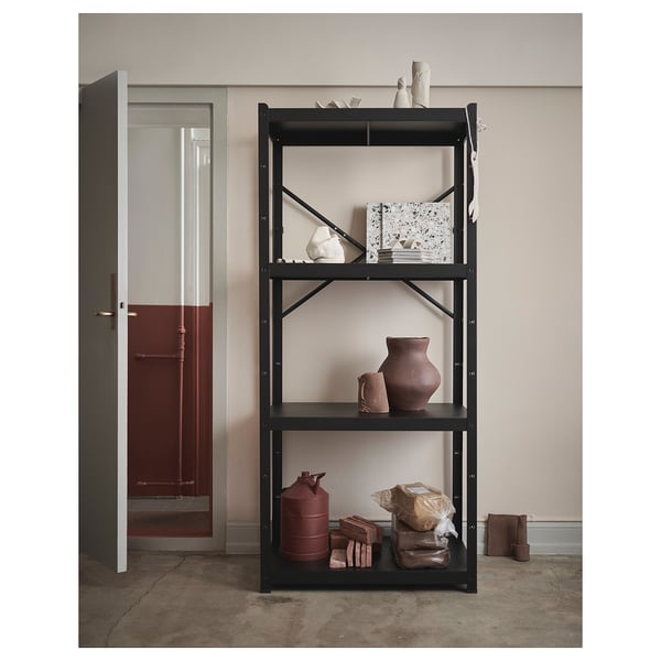 BROR - BROR Shelving unit, black, 85x55x190 cm