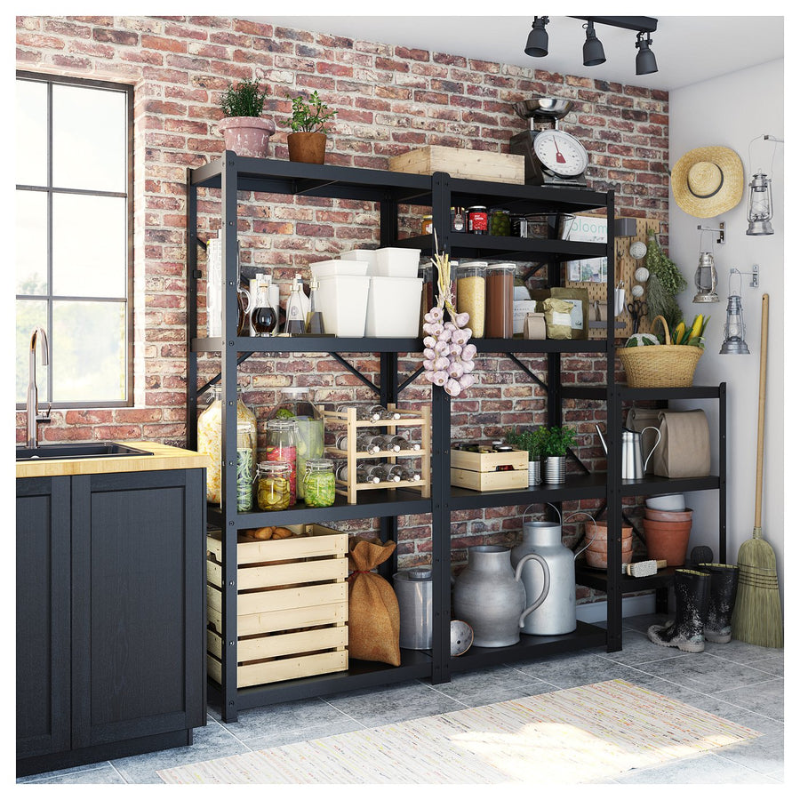 BROR shelving unit, black, 234x55x190 cm