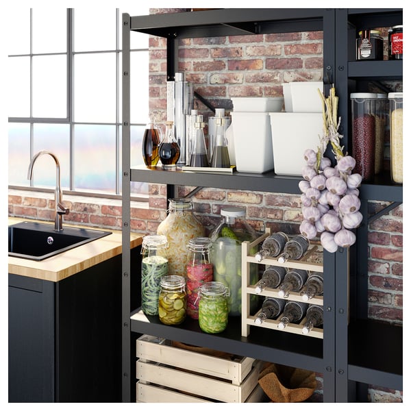 BROR - BROR Shelving unit, black, 234x55x190 cm