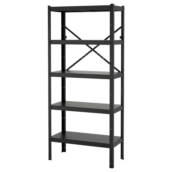 BROR - BROR Shelving unit, black, 85x40x190 cm