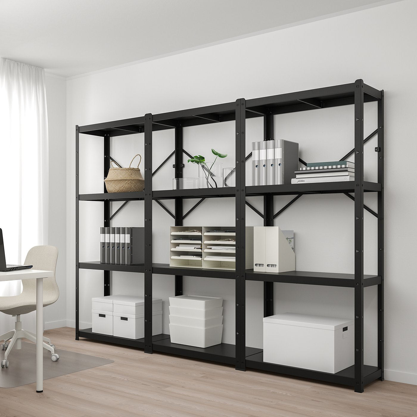 BROR shelving unit, black, 254x190x40 cm