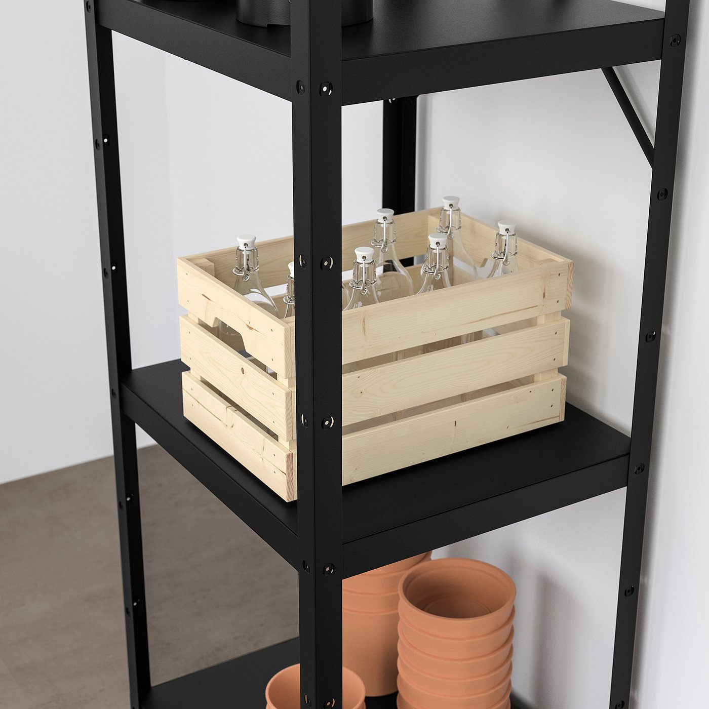 BROR shelving unit, black, 65x190x55 cm