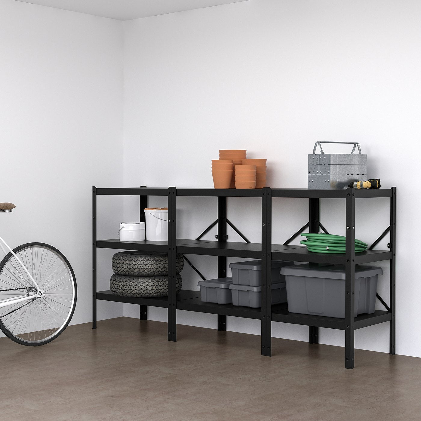 BROR shelving unit, black, 234x110x55 cm