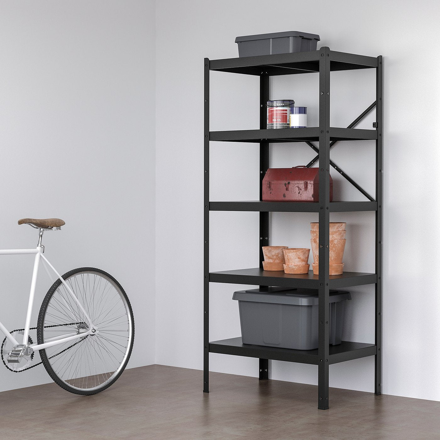 BROR shelving unit, black, 85x190x55 cm