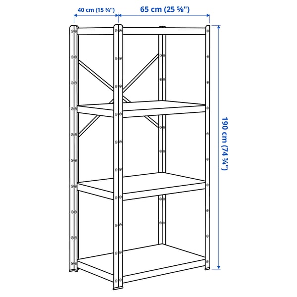 BROR shelving unit, black, 65x40x190 cm