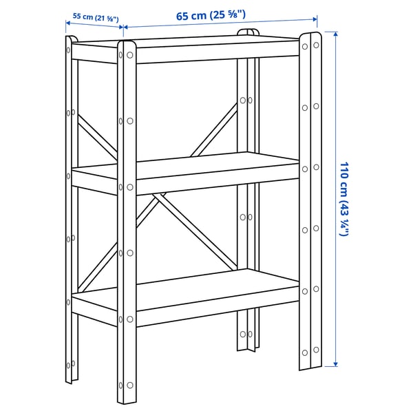 BROR shelving unit, black, 65x55x110 cm