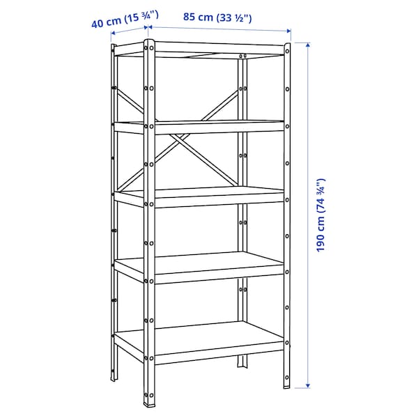 BROR - Shelving unit, black, 85x40x190 cm