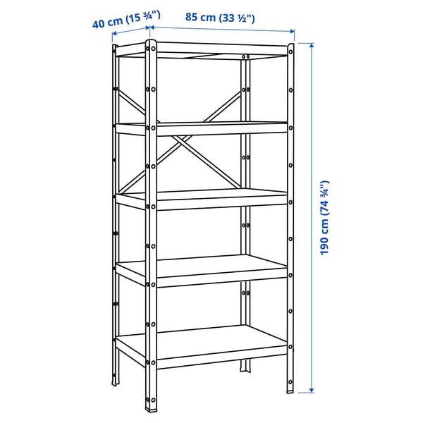 BROR shelving unit, black, 85x40x190 cm
