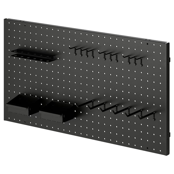 BROR 20 pieces pegboard set, black, 84x45 cm