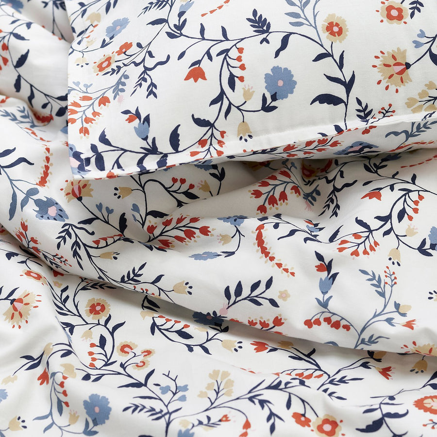 BRUDKRUSBÄR duvet cover and 2 pillowcases, white multicolour/floral pattern, 240x220/50x80 cm
