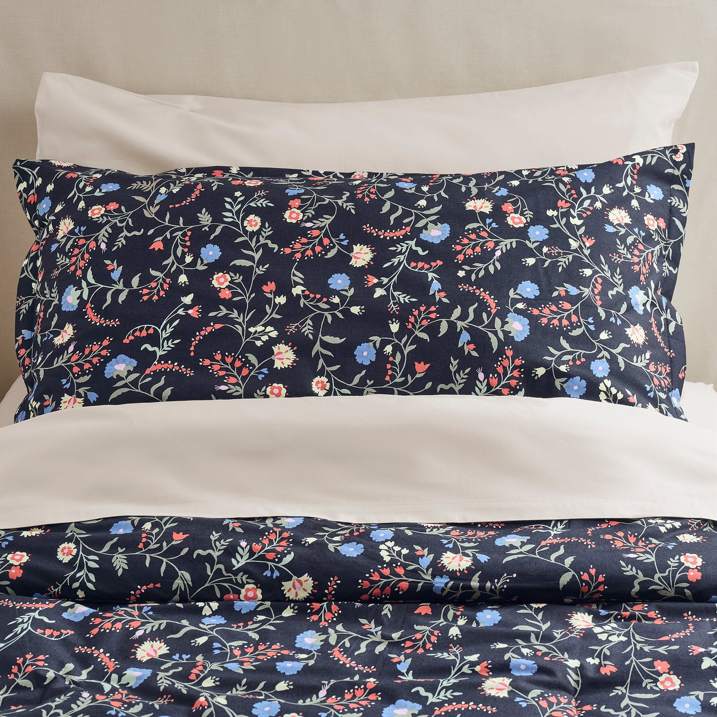 BRUDKRUSBÄR comforter set, black/floral pattern, 150x200/50x80 cm