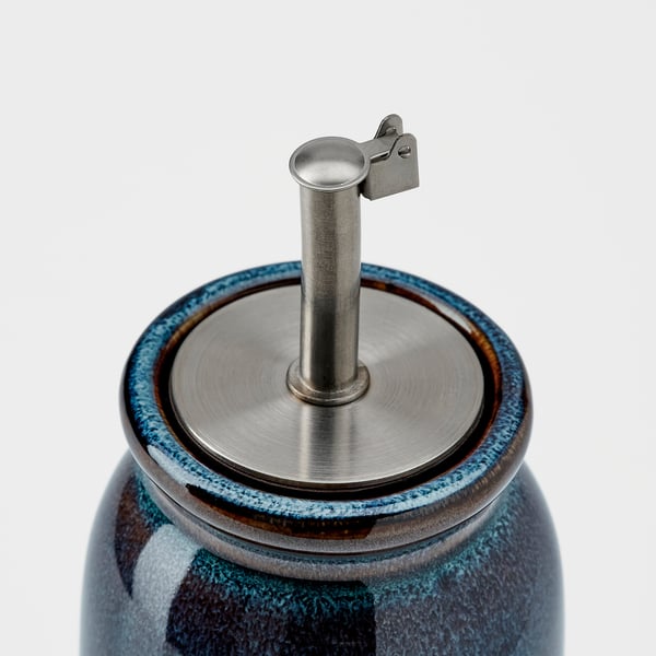BRUGDHAJ oil/vinegar bottle, blue, 19 cm