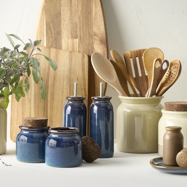 BRUGDHAJ oil/vinegar bottle, blue, 19 cm