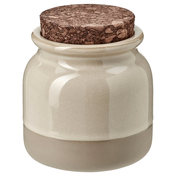 BRUGDHAJ - Jar with lid, beige, 0.3 l