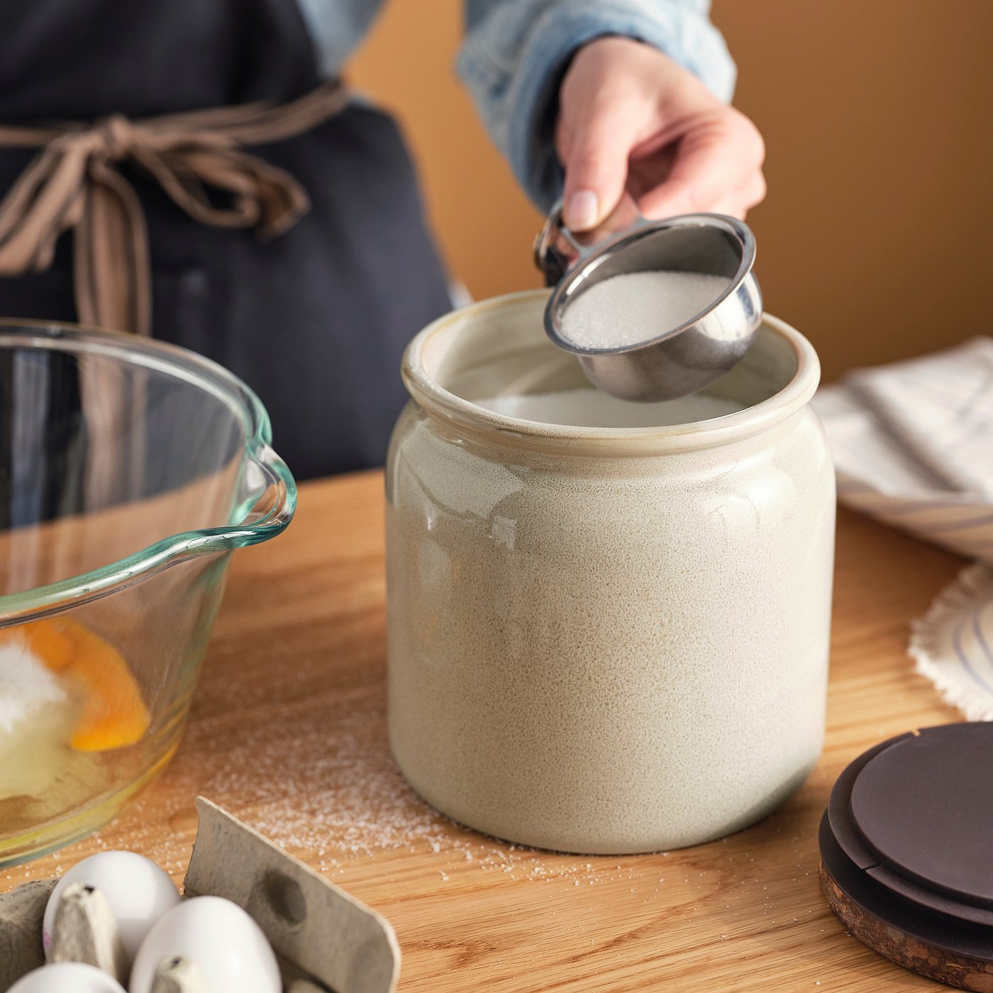 BRUGDHAJ jar with lid, beige, 1.9 l