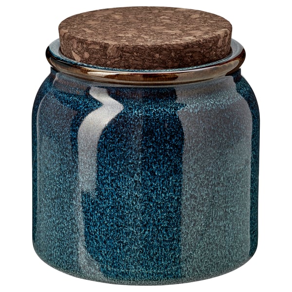 BRUGDHAJ - BRUGDHAJ Jar with lid, blue, 1 l