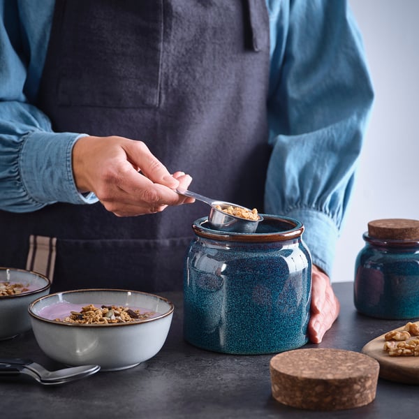 BRUGDHAJ jar with lid, blue, 1 l