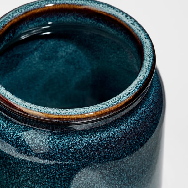 BRUGDHAJ jar with lid, blue, 1 l