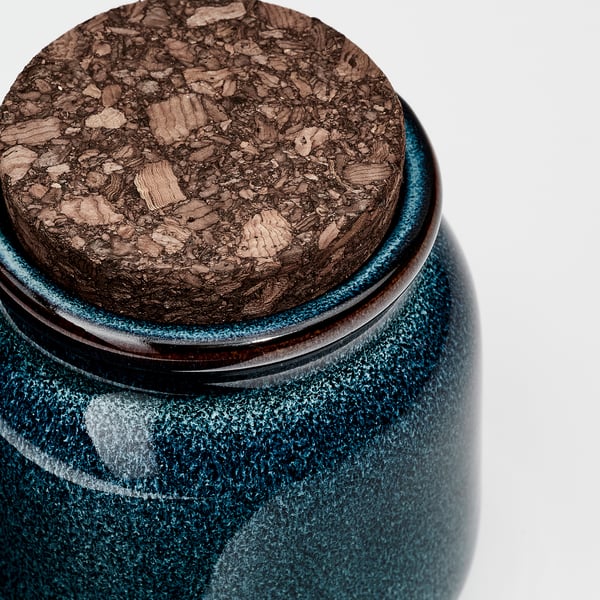 BRUGDHAJ jar with lid, blue, 0.3 l