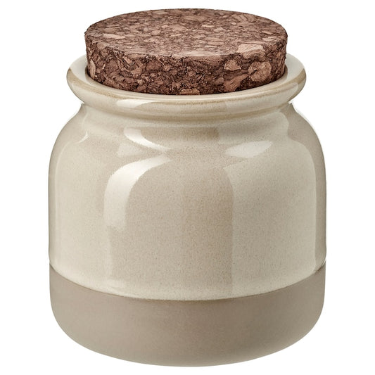BRUGDHAJ - Jar with lid, beige, 0.3 l