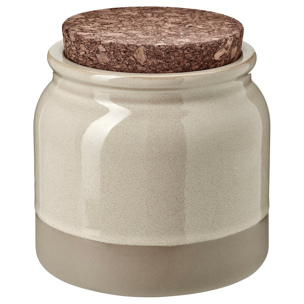 BRUGDHAJ - Jar with lid, beige, 1 l
