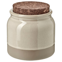 BRUGDHAJ jar with lid, beige, 1 l