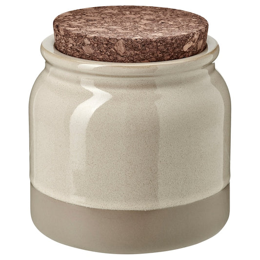 BRUGDHAJ - Jar with lid, beige, 1 l