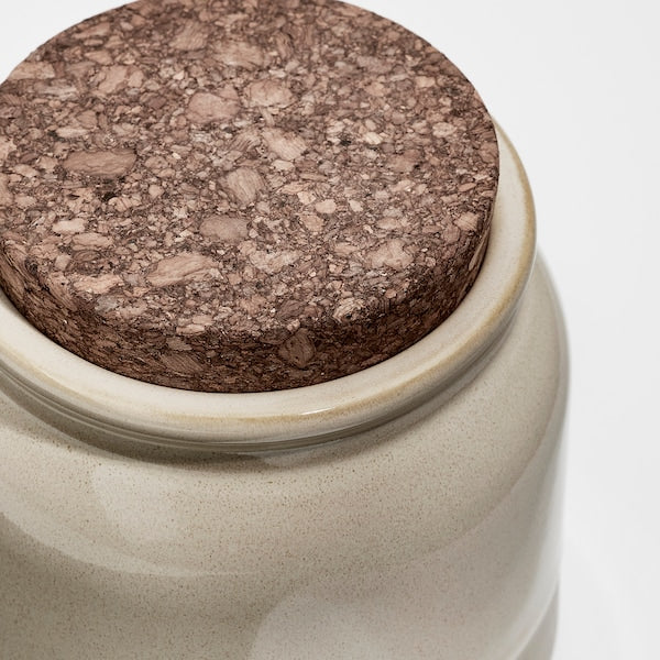 BRUGDHAJ - Jar with lid, beige, 1 l
