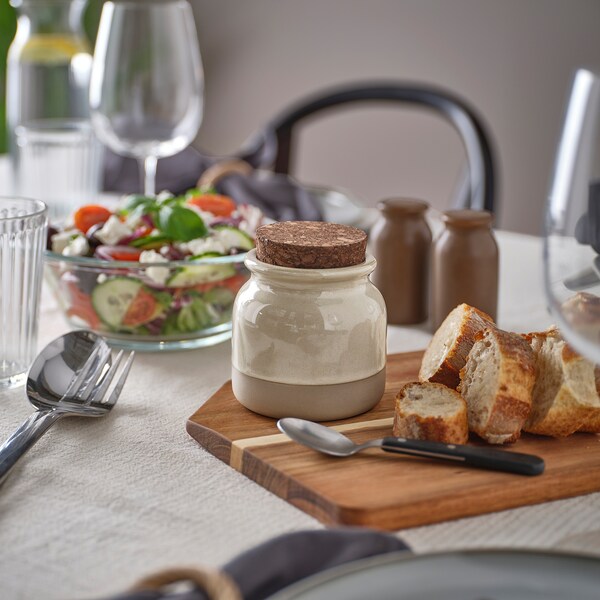 BRUGDHAJ - Jar with lid, beige, 0.3 l