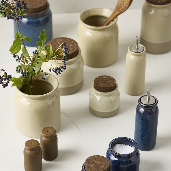 BRUGDHAJ - Jar with lid, beige, 0.3 l
