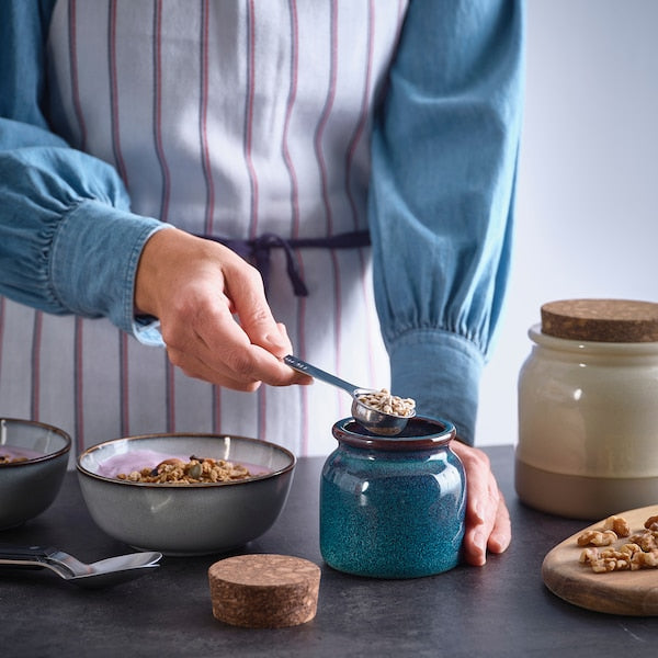 BRUGDHAJ - Jar with lid, blue, 0.3 l