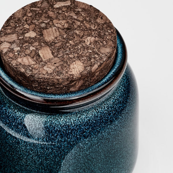 BRUGDHAJ - Jar with lid, blue, 0.3 l