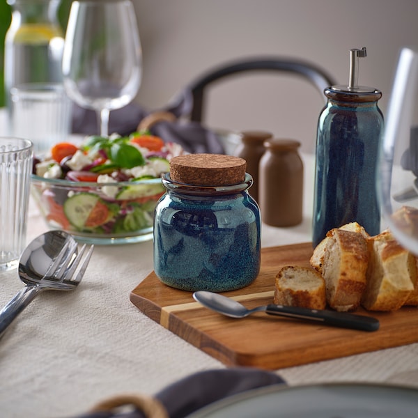 BRUGDHAJ - Jar with lid, blue, 0.3 l