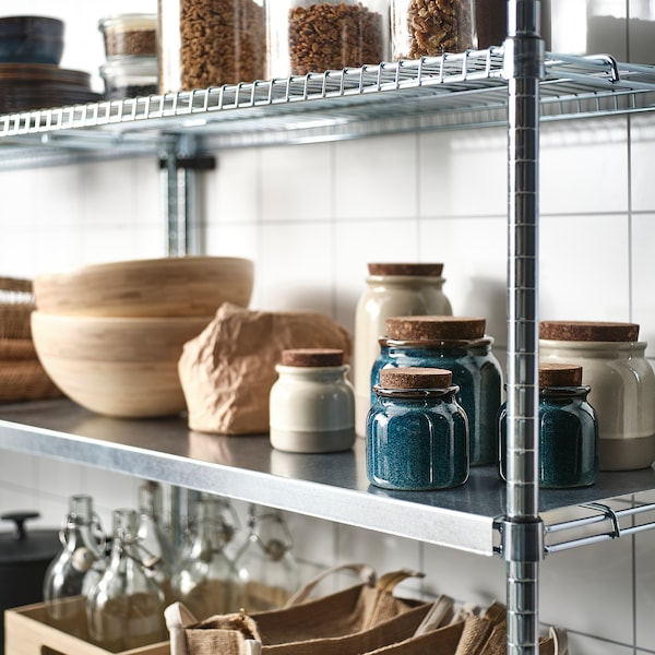 BRUGDHAJ jar with lid, blue, 1 l