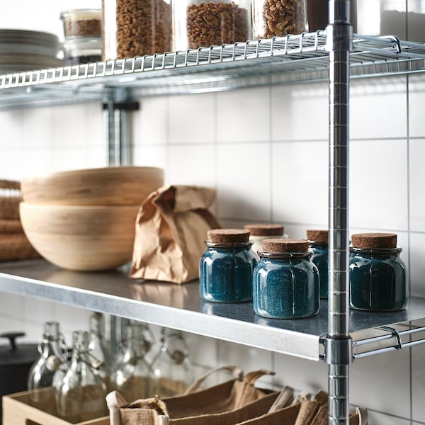BRUGDHAJ - Jar with lid, blue, 0.3 l