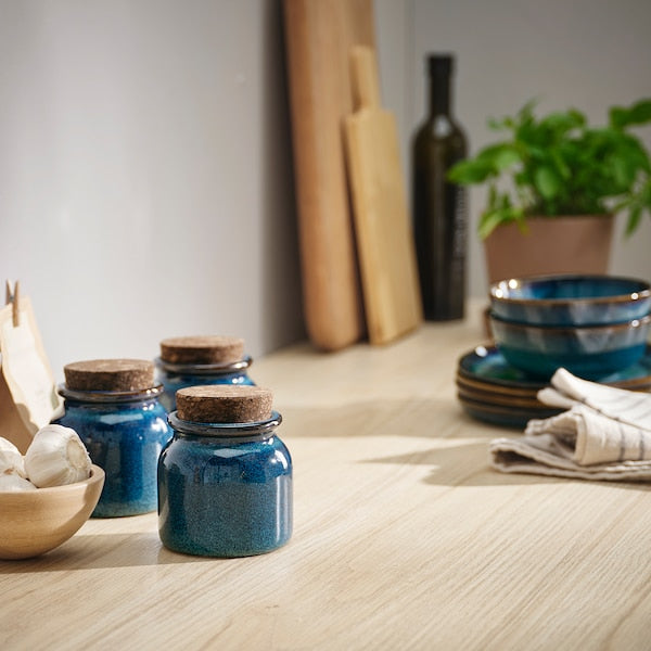BRUGDHAJ - Jar with lid, blue, 0.3 l